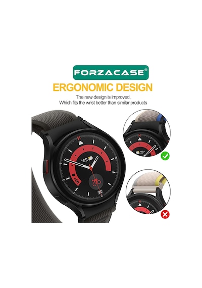 Forzacase Samsung Galaxy Watch 6 Classic 47mm İle Uyumlu Trial Cırtlı Hasır Kumaş Kordon Kayış Fc566 Siyah