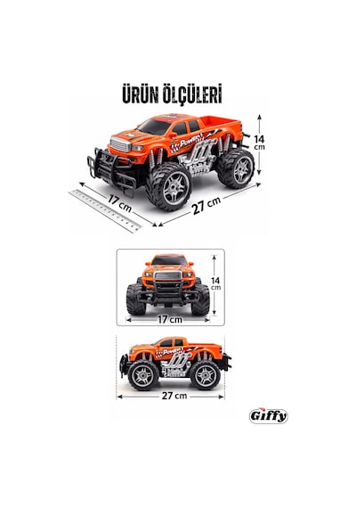 Uzaktan Kumandalı Canavar Ranger Araba Şarjlı Full Fonksiyon 4x2 Off Road Kamyon Oyuncak Arazi Aracı Turuncu