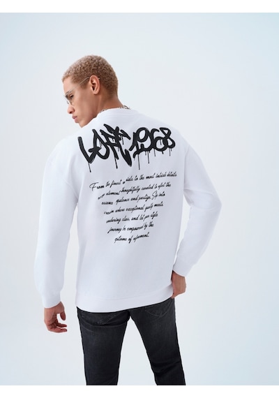 Relax Fit Erkek Sweatshirt Beyaz