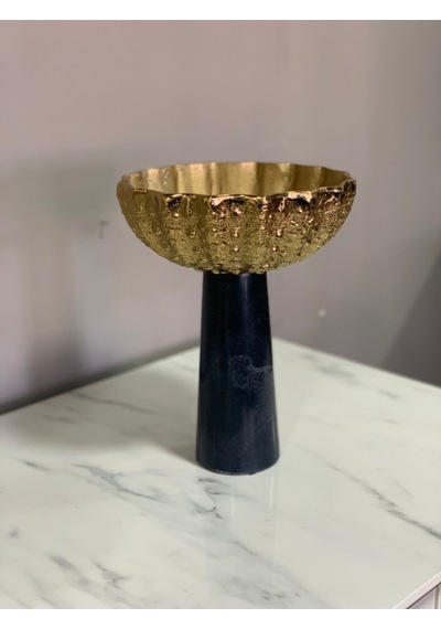 Gold Sıyah Dekor Kase 20x26 Cm