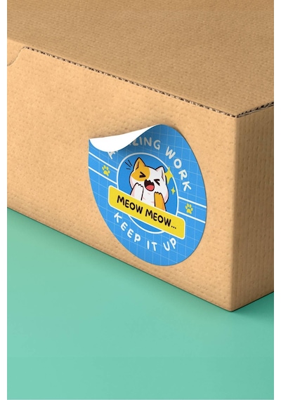 Amazing Work Meow Meow Kedi Sticker 3x3cm St2218 Çok Renkli