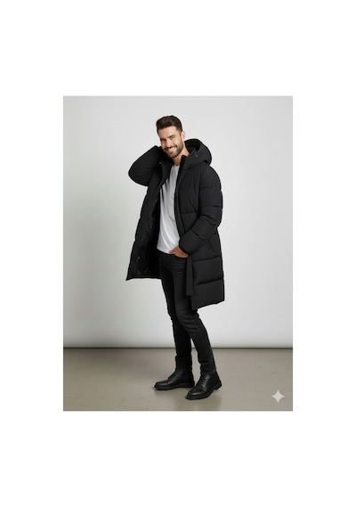 Jack & Jones Erkek Mont Parka Siyah 12256980 Jjebradley Long Puffer