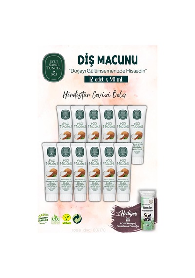 90 Ml Diş Macunu 12 Adet Hindistan Cevizi Özlü Ve Rosıe Beyazlık