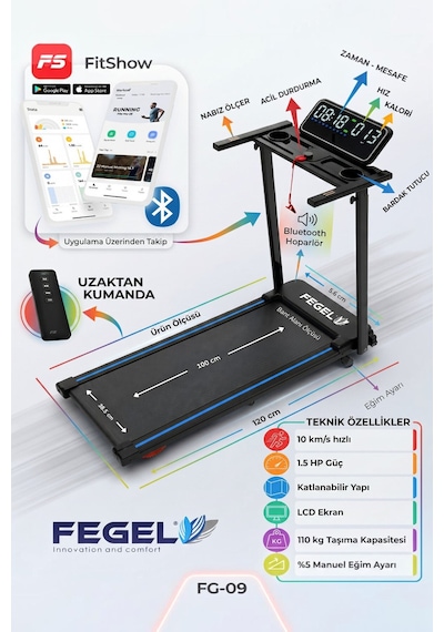 FG-09 FitShow Uygulama Destekli Manuel Eğimli Koşu Bandı