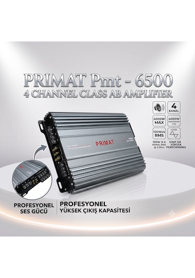 Pmt-6500 4 Kanal Class Ab Oto Amfi / Amplifikatör - 4000w Max Power