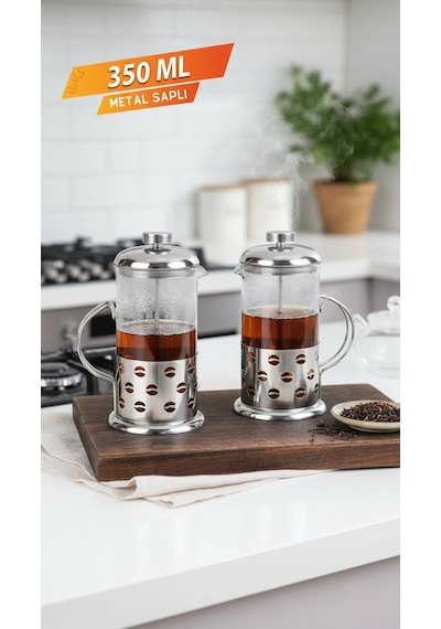 French Press - Filtre Kahve Ve Bitki Çayı Demliği 350 Ml 2-adet Çok Renkli