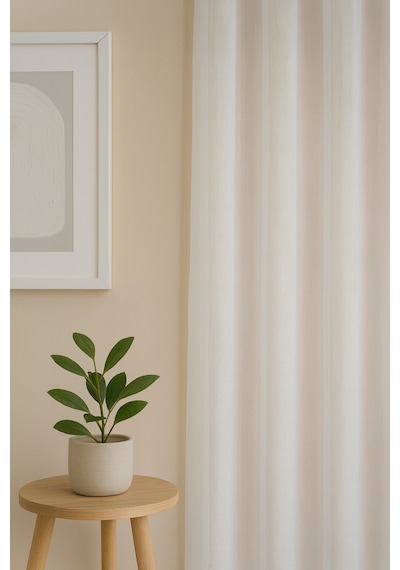 Natural Modern File Dokulu Keten Tül Perde Pileli Salon Oturma Odası Yatak Odası Çocuk Odası Ekru