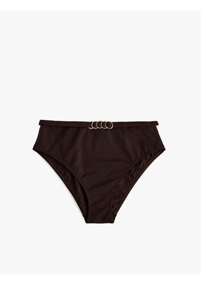 Koton Aksesuar Detaylı Yüksek Bel Bikini Altı Kahverengi 6sak00037mm