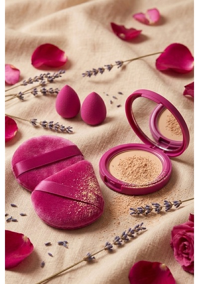 Pembe Renk 10 Parça Profesyonel Makyaj Süngeri Seti Pudra Puff Blender