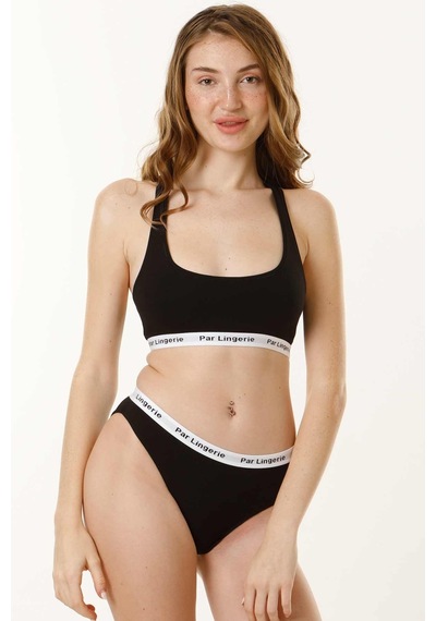 Parlingerie Sporcu Büstiyer Takım Siyah