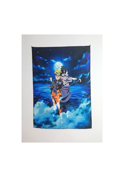 Anime Naruto Mavi Fon Desenli Tasarım Duvar Halısı