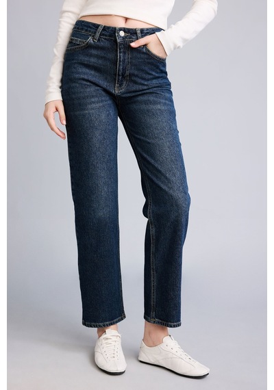 Defacto Comfort Straight Normal Bel 5 Cepli Yıkamalı Jean Pantolon H1654ax26aunm35 Mavi-nm35