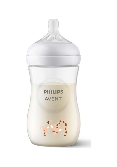 Doğal Tepkili Zürafa Desenli Biberon, Pp, 260ml, 3-6 Ay, Scy903/66 Clear