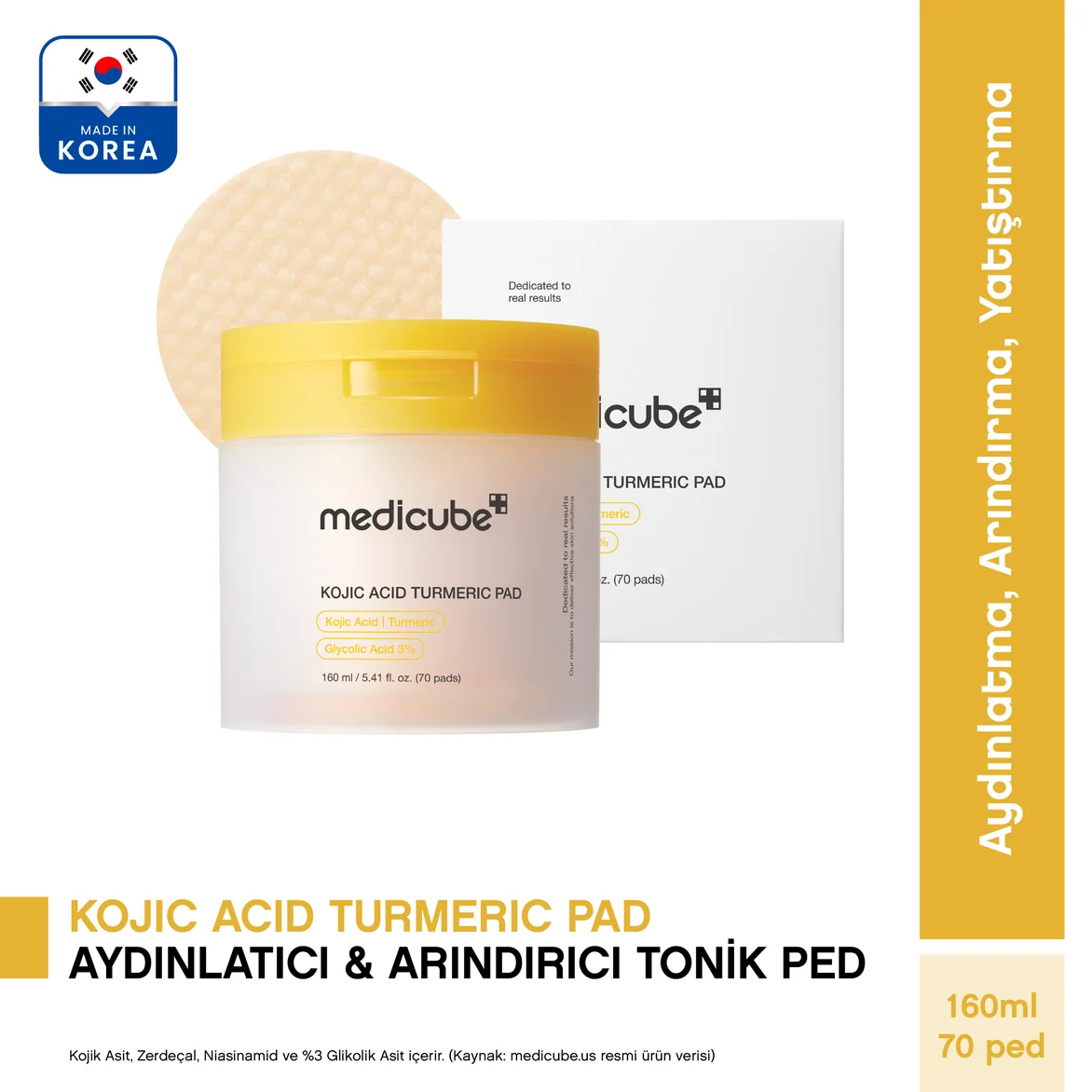 Kojıc Acıd Turmerıc Tonıc Pad Kojik Asit Zerdeçal Tonik Pedi