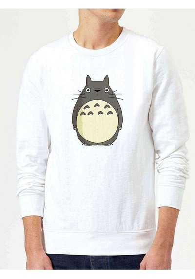 My Neighbor Komşum Totoro Baskılı Beyaz Erkek Örme Sweatshirt (530945801)