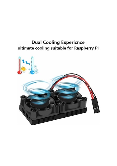 Raspberry Dual Fan Set Pi 4 3 B B+ 2 Adet 9mm Alüminyum Blok Çift Soğutma Fanı Isı Emici Dağıtıcı
