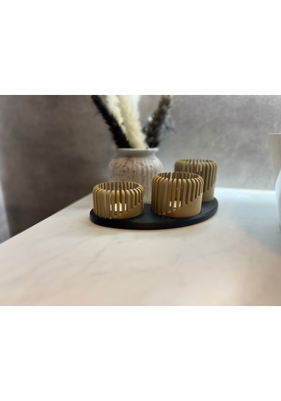 Bezos Üç Boyutlu Tealight Mumluk Ve Üçlü Mum Standı Seti Dekoratif Mum Tutucu Erdotıca Çok Renkli