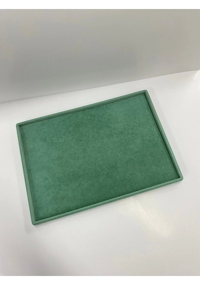 Yerli Üretim Süet Kumaş Yeşil Renk 34/24 Cm Takı Servis Sunum Tablası Çok Renkli