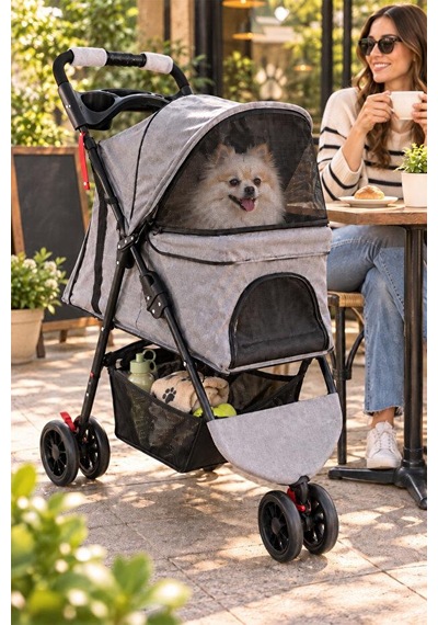 Tiny Kiwipets Kppc-10866 Evcil Hayvan Arabası 15 Kg Taşıma Kapasitesi Katlanabilir Frenli