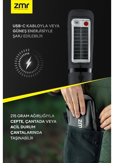 Light Tube Led Güneş Enerjili Şişirilebilir Tüp Işık 4000mah Outdoor 24 Saat Kamp & Acil Durum Işığı Siyah