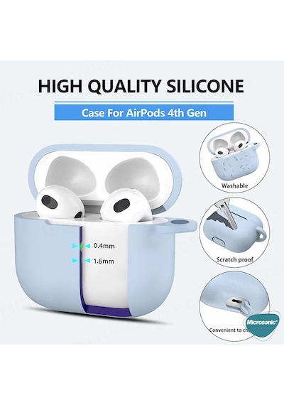 Microsonic Apple Uyumlu AirPods 4 Kılıf Askılı Mat Silikon Pembe