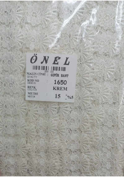 Dantel Polyester Güpür Bant Krem 15 Metre En 6 Cm On-1650-kr