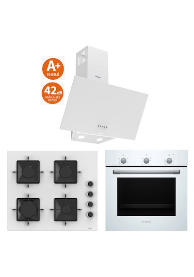 Bosch & Ferre New Daylight Ultra Sessiz Davlumbaz - 42 DB HBF011BV1T - SS206 - D087-SA 3 Lü Ankastre Set