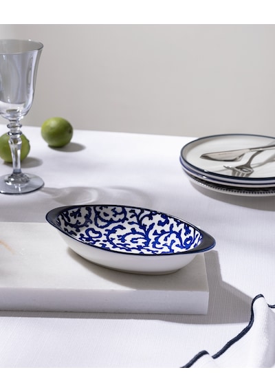 Madame Coco Reve Bleu Reneta Oval Tabak - 19 Cm - Mavi/beyaz 8684427225127 Çok Renkli
