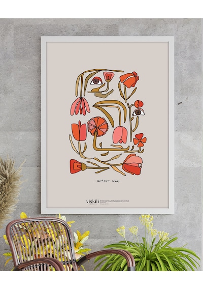 Anason İşleri Güller Ve Gözler Viskili Poster 50x70cm