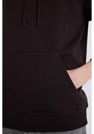 DeFacto Regular Fit Kapüşonlu Kanguru Cepli İçi Yumuşak Tüylü Basic Düz Sweatshirt X8283AZ24AUBN337