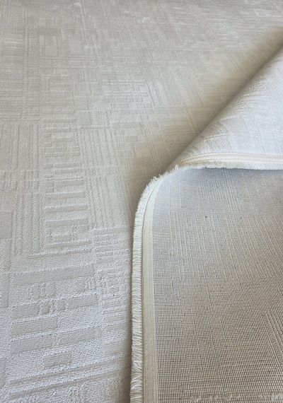 Elvey Home London Krem Dekoratif Bambu Akrilik Yumuşak Modern Özel Ölçü Salon Koridor Oturma Çocuk Odası Halısı 001-krem