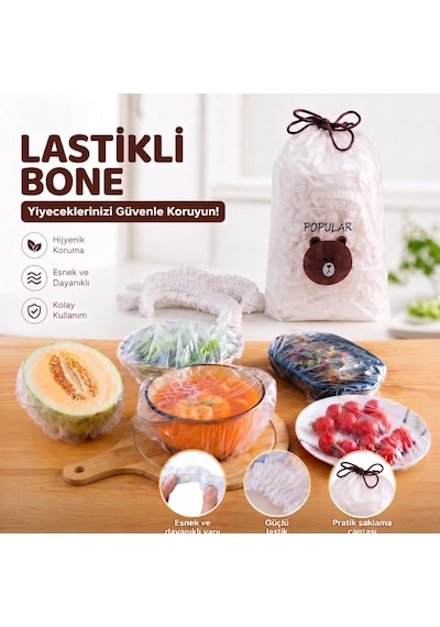 Hijyenik Gıda Koruyucu Bone 100 Adet Çok Renkli