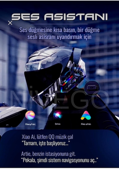 Nivego Motosiklet İntercom Kask Kulaklık Bt5.3 Stereo Rgb Işıklı Bluetooth Su Geçirmez Kulaklık