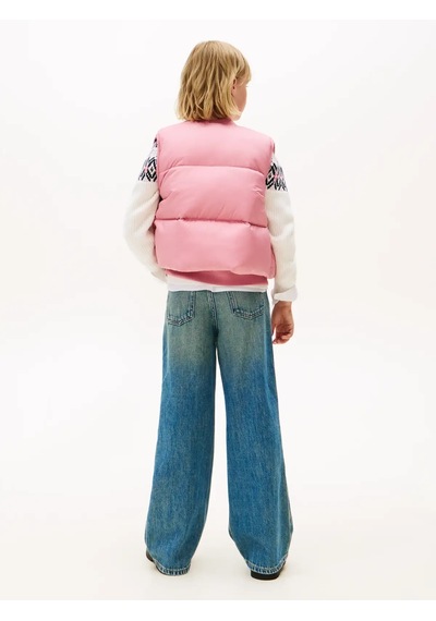 Tommy Hilfiger Branded Puffer Pembe Kız Çocuk Yelek