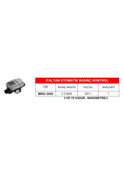 Brio Otomatik Basınç Kontrol Şalteri