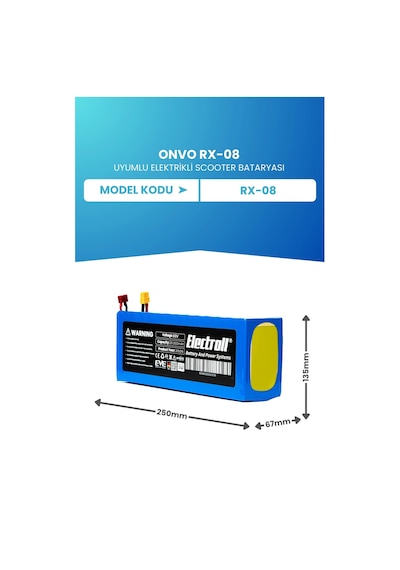 Onvo Rx-08 Uyumlu Batarya Standart Kapasite Batarya 60v 25ah Elektrikli Scooter Bataryası Diğer