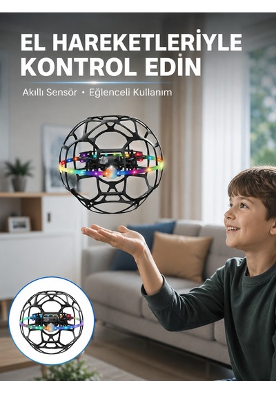 Led Işıklı Futbol Topu Mini Drone Akıllı Sensörlü El Kontrollü - Lisinya
