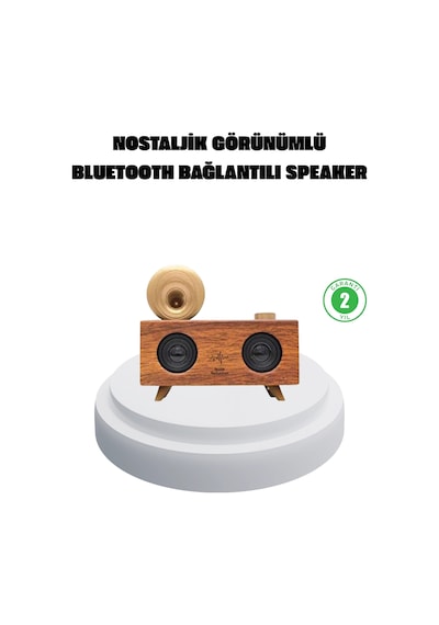Hubrendy Tekno Çift Hoparlörlü Bluetooth Gramofon Speaker Fm Radyo, Usb, Sd Kart Ve Aux Girişli