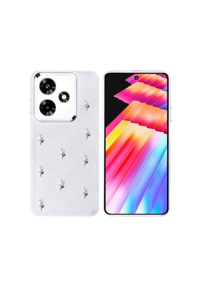 Zore İnfinix Hot 30 Kılıf Airbag Tasarımlı Simli Şeffaf Nvth Kutup Kapak - Lale