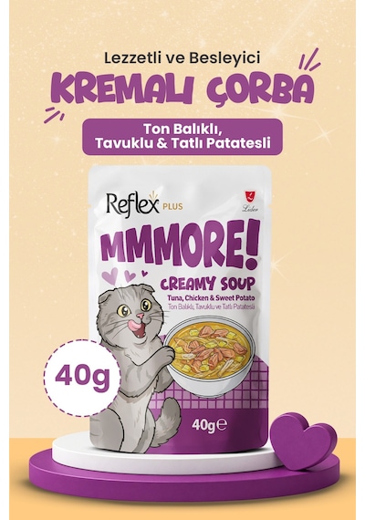 Reflex Plus Mmore Ton Balıklı Tavuklu Ve Tatlı Patatesli Kremalı Kedi Çorbası 40 Gr 6lı Set