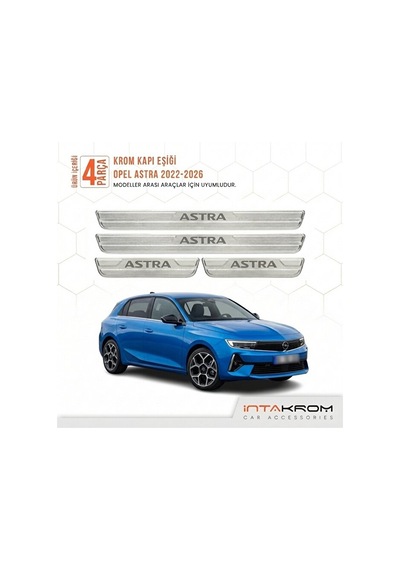 Opel Astra L 2022-2026 Uyumlu Satine Krom Kapı Koruma Eşiği 4 Par