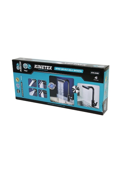 Kinetex Ktx-3446 Siyah Geniş & Şelale 4 Fonksiyonlu 360 Oynar Başlık Uzun Kuğu Batarya