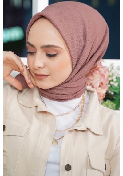 Melodi Scarf Kadın Tesettür Mio Caz Eşarp Hijab Gül Kurusu Gül Kurusu