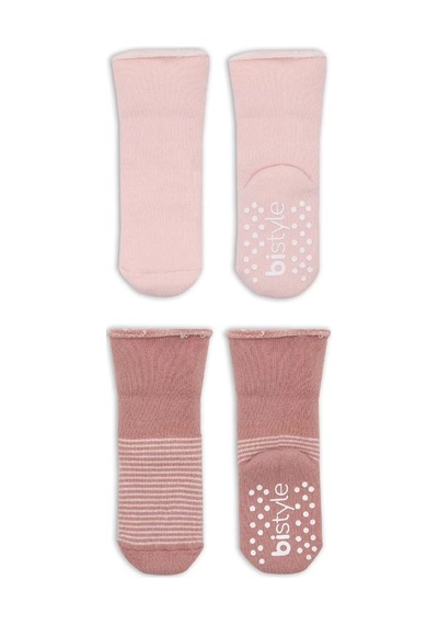 Çemberli Kaymaz Havlu Soket Çorap 2'li Bs10503 Pudra Pembe Renkli Çok Renkli