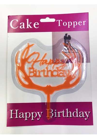 Happy Birthday Yazılı Turuncu Dallı Pasta Kek Çubuğu Diğer