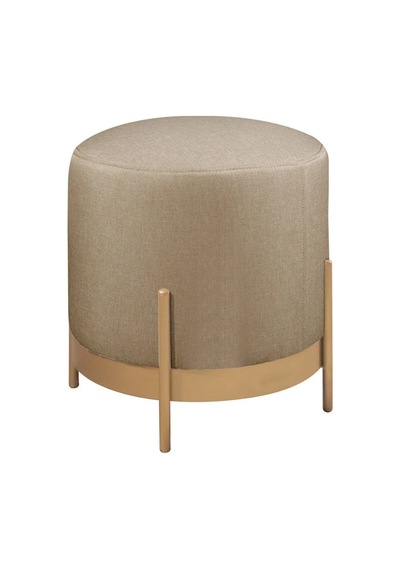 Ella Mio Puf, Metal Halkalı Puf, Makyaj Oturağı ,puf Bench Montajsız Oturak Gold Metal Ayaklı Cappuccino