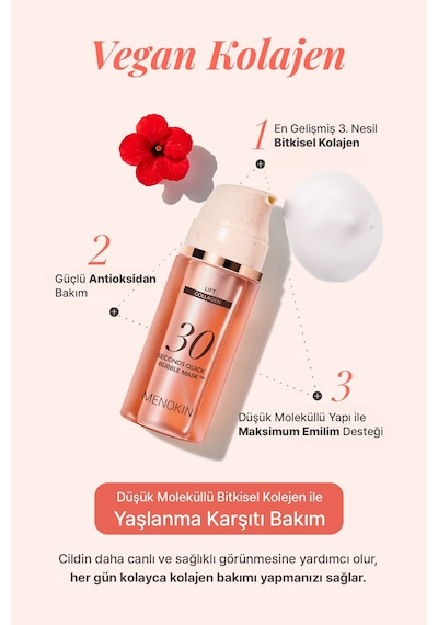 Aydınlık&sıkı Görünüm Sunan Kolajen İçerikli Köpük Maske Menokın 30 Seconds Quick Bubble Mask Lift