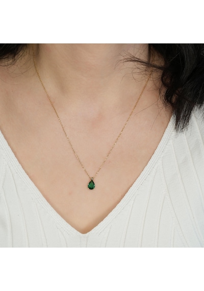 Peridot Damla Taşlı Gümüş Kolye Gm11 Gümüş