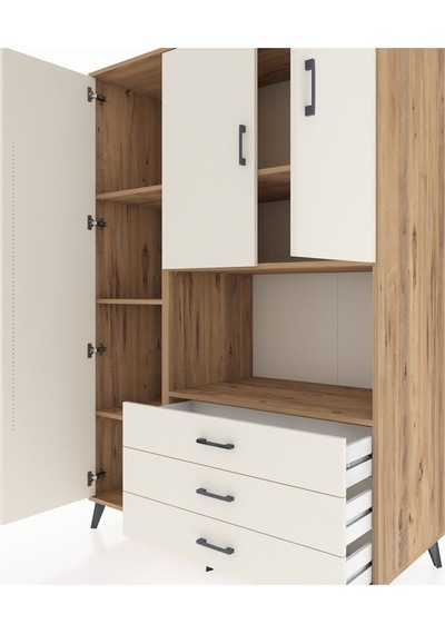 Kronos Dolap 6 Raflı 3 Çekmeceli 3 Kapaklı 132x59x195 Çam-ayt... Çam