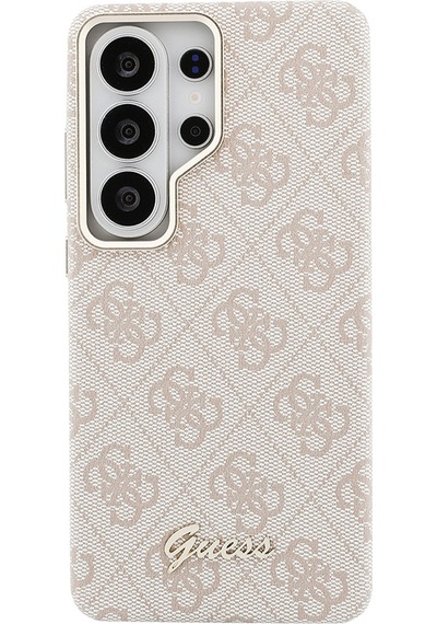 Galaxy Uyumlu S26 Ultra Kılıf Guess Lisanslı M-safe Uyumlu Script Yazı Logolu 4g Desenli Kapak Pembe Pembe